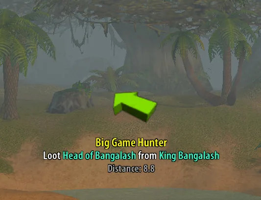 The direction arrow that points to a quest objective.