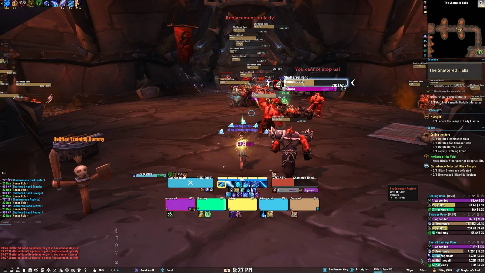 A fourth in-game screenshot of the OakUI layout