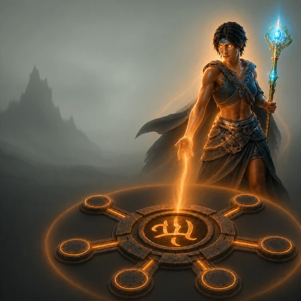 Diablo 4 character channeling power into a glowing Paragon glyph
