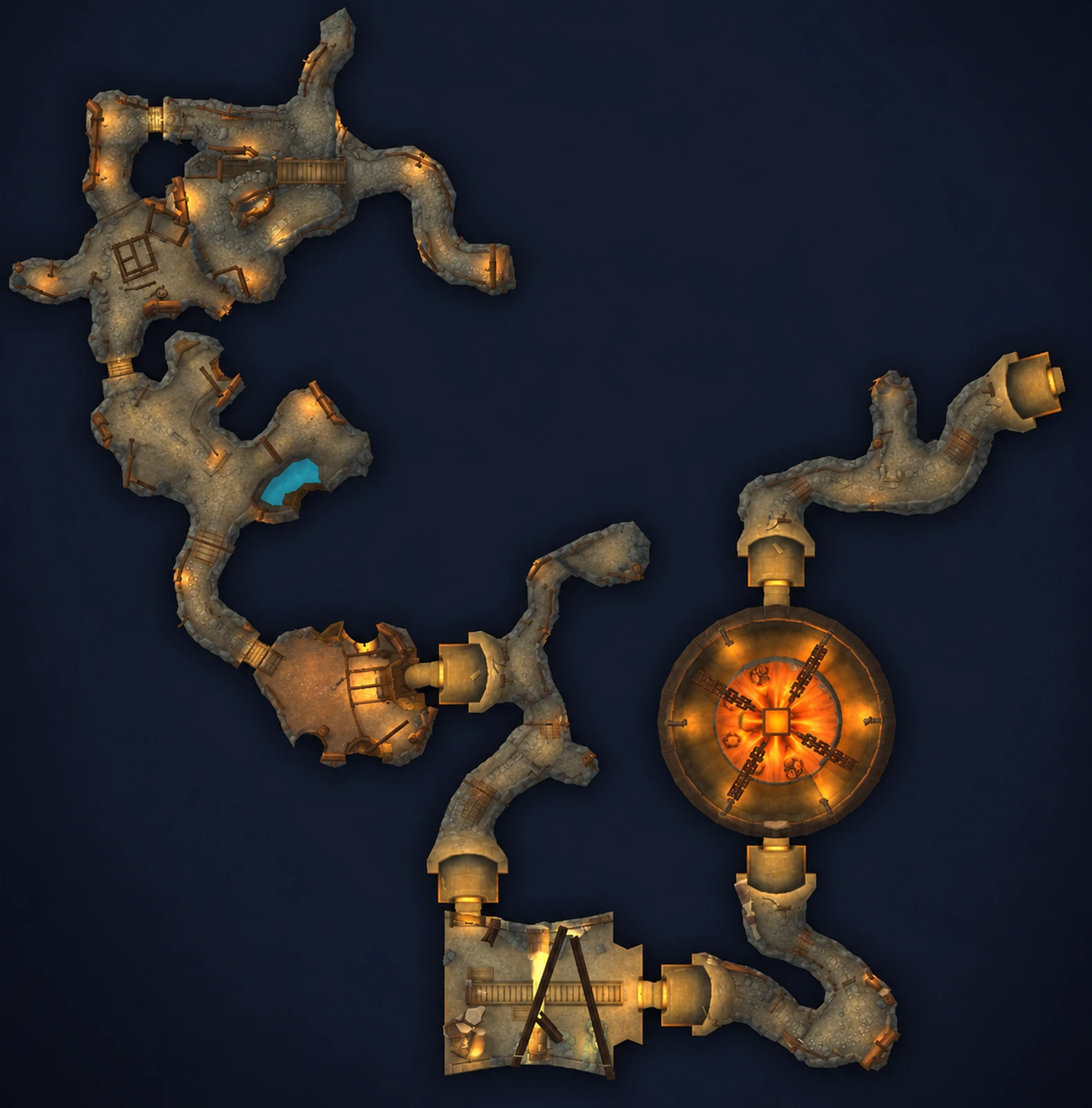 Map of The Deadmines with the route through the dungeon