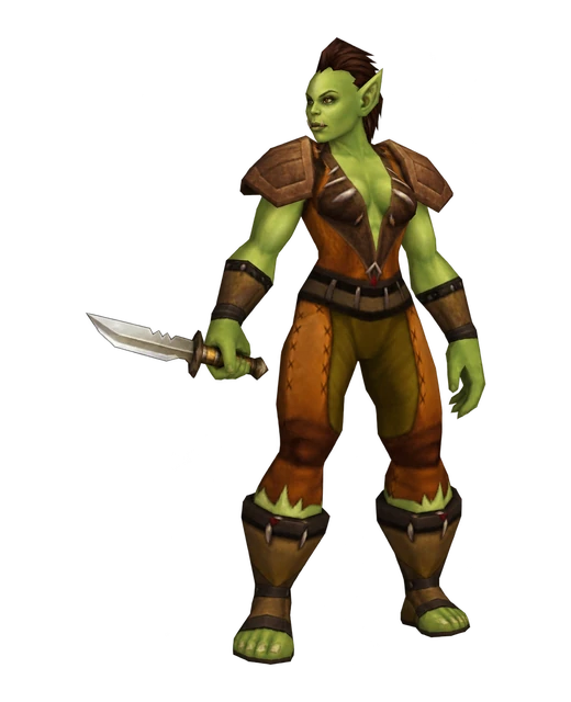 Warsong Outrider, an Orc of the Horde from Warsong Gulch, with a dagger