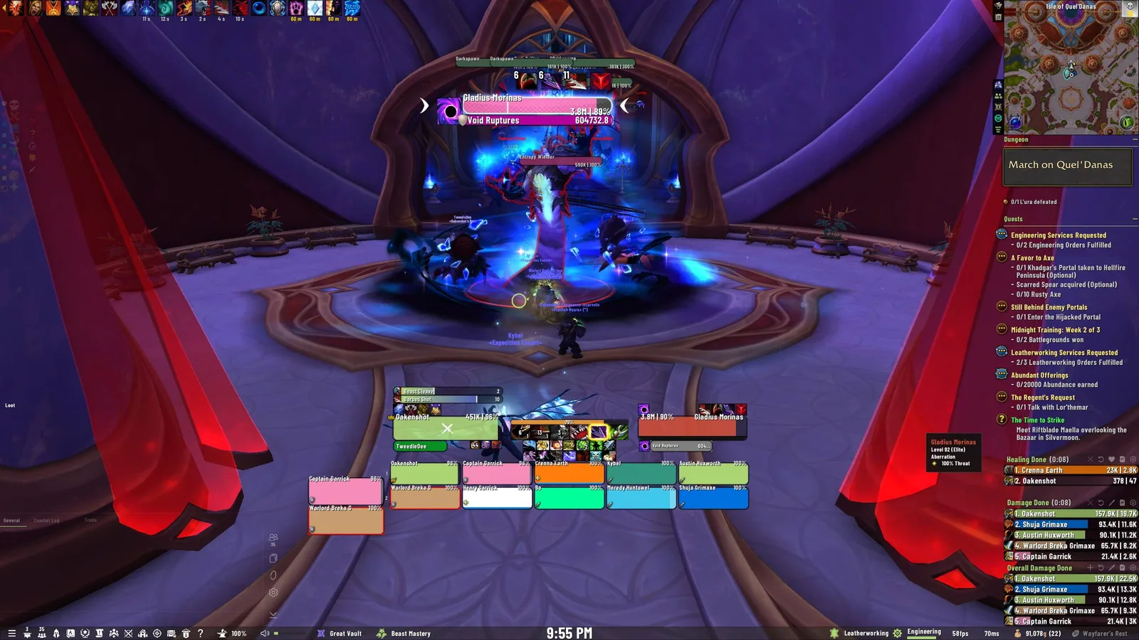 A second in-game screenshot of the OakUI layout