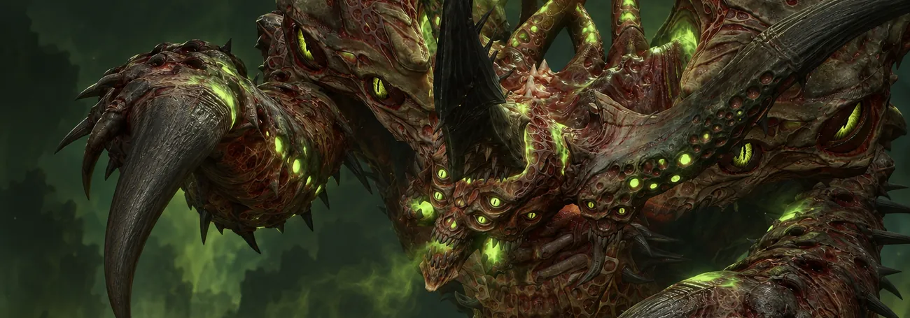 Belial, the Lord of Lies, looms over the fighting platform of his palace in Diablo 4 with his giant claws raised