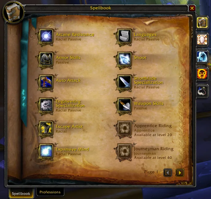 The Clique tab in the spellbook