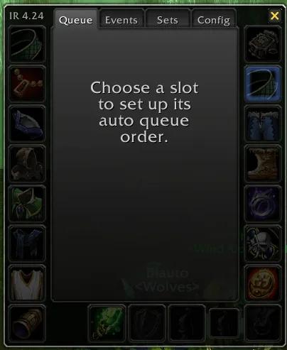 The Queue tab asking you to choose a slot to set up its auto queue order