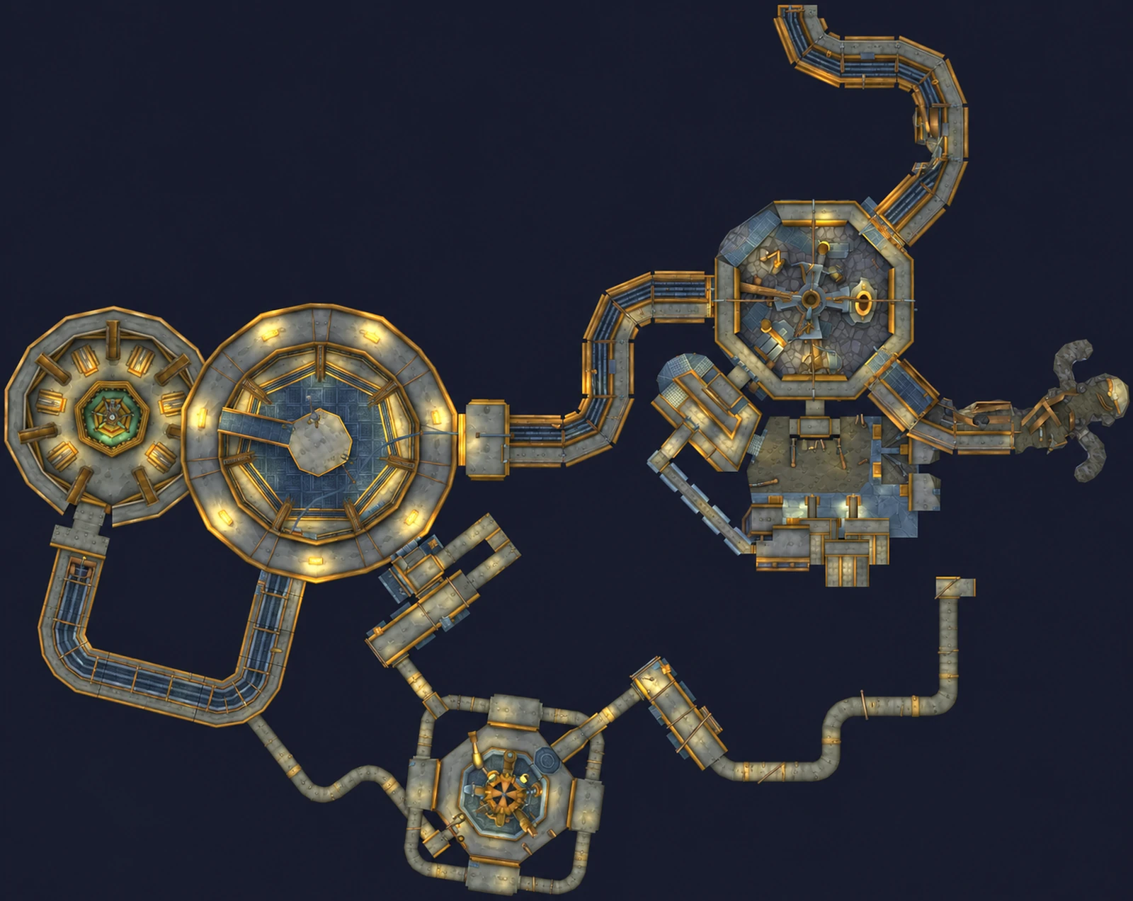 Map of Gnomeregan with the route through the dungeon