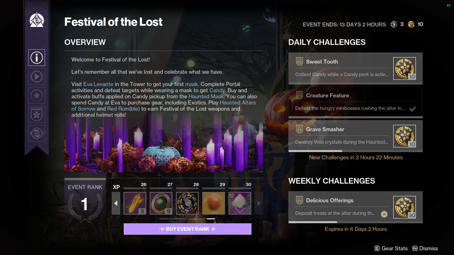 Destiny 2 Festival of the Lost Event Rank
