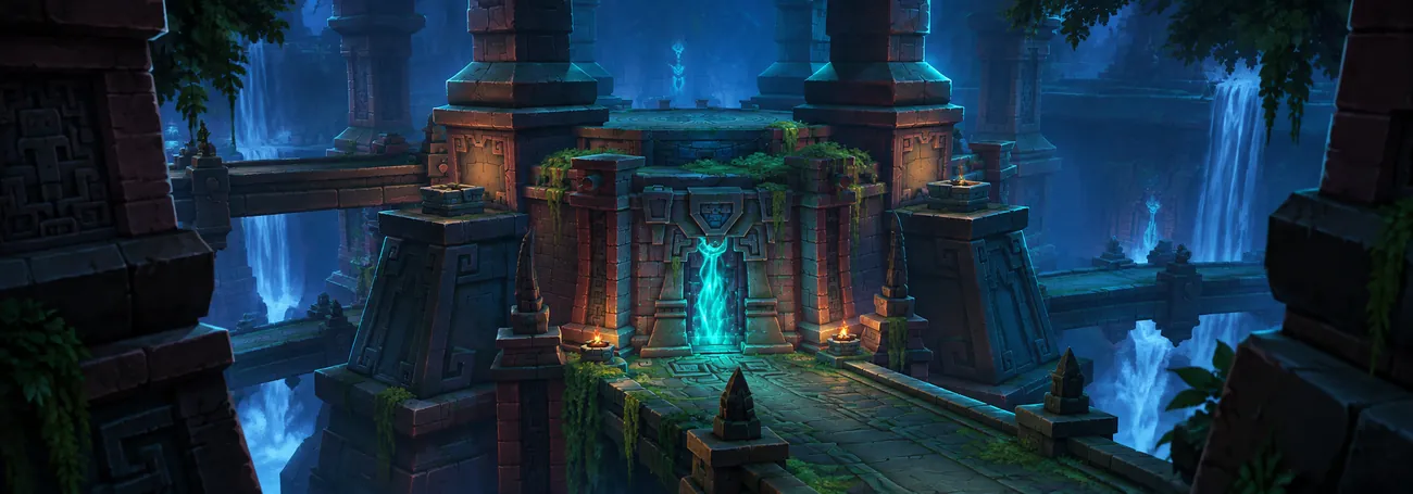Amani tomb chamber and teal spirit doorway in Kindo’jan’s Labyrinth