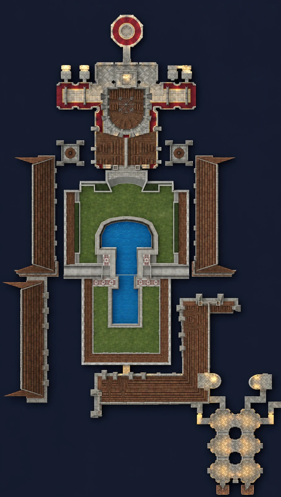 Map of Scarlet Monastery: Cathedral with the route through the dungeon