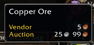 Item tooltip in Classic with vendor and auction prices added by Auctionator