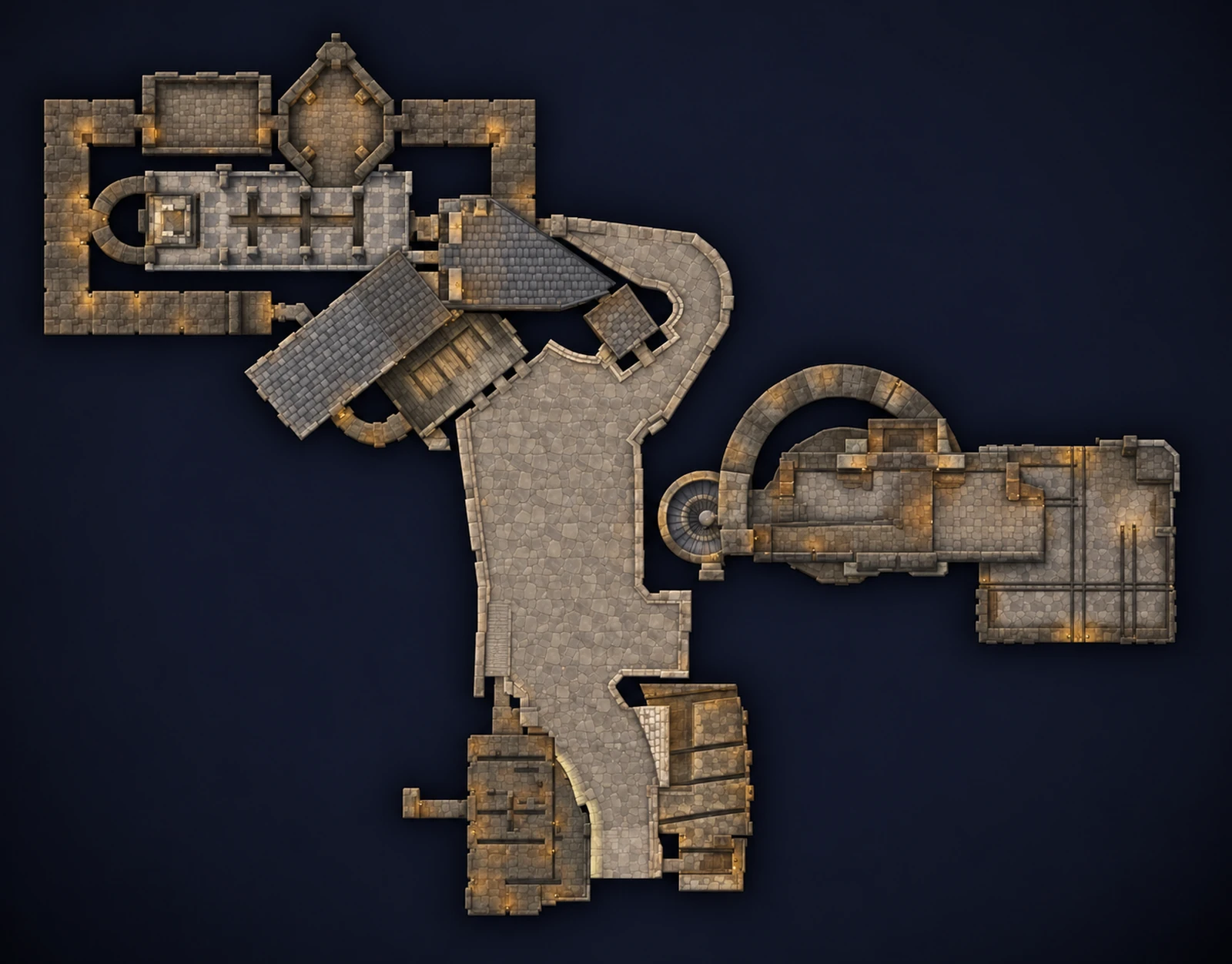 Map of Shadowfang Keep with the route through the dungeon