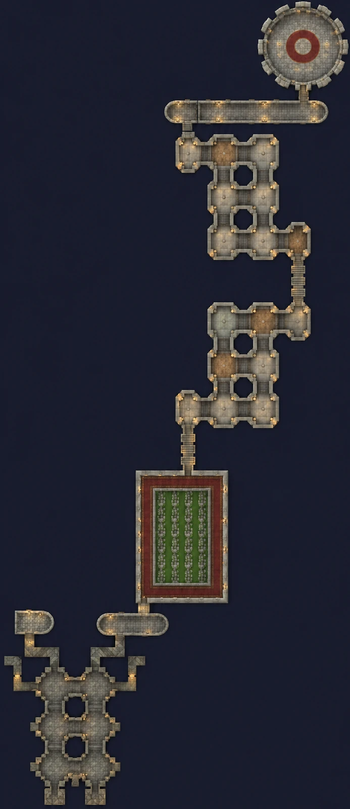 Map of Scarlet Monastery: Armory with the route through the dungeon