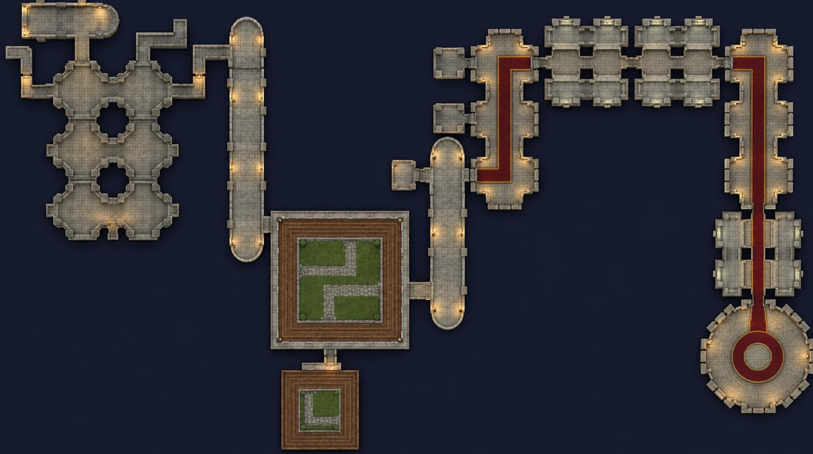 Map of Scarlet Monastery: Library with the route through the dungeon