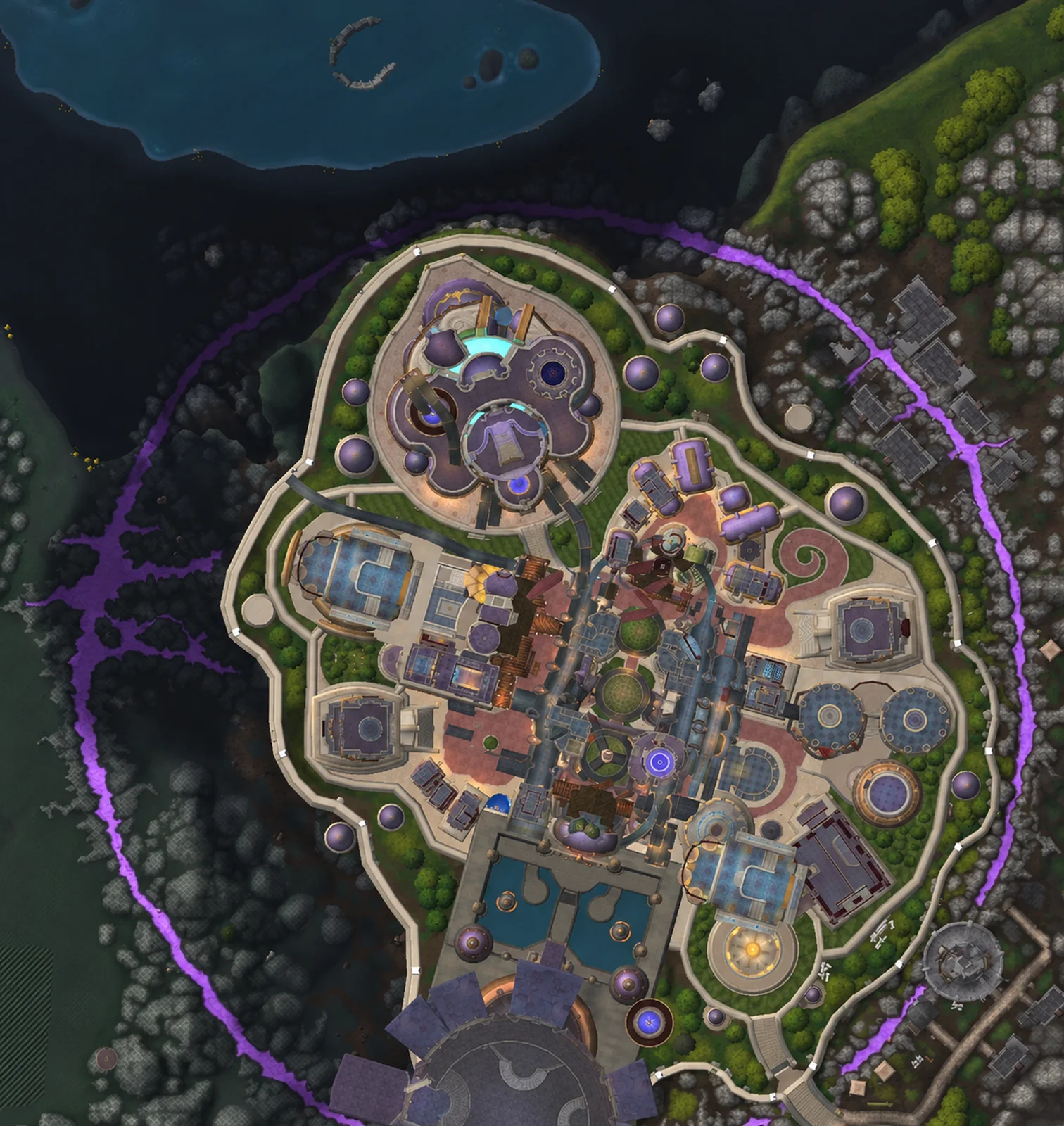 Map of City of Dalaran with the route through the dungeon