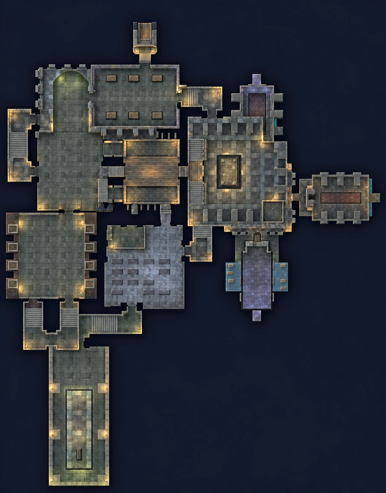 Map of Scholomance with the route through the dungeon