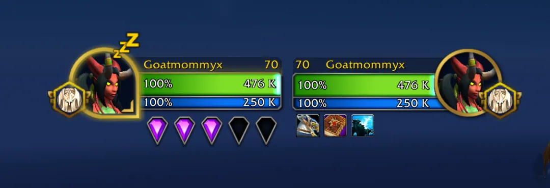 The default Blizzard unit frame for comparison