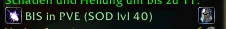 A tooltip line reading BIS in PVE with the phase noted, next to a small class icon