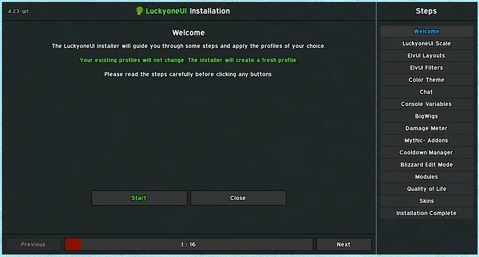 The in-game installer