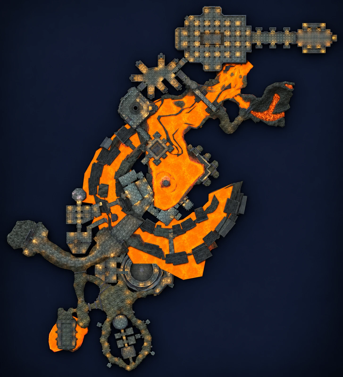 Map of Blackrock Depths with the route through the dungeon