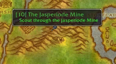 Quest objective area marked on the map with the objective text in a tooltip