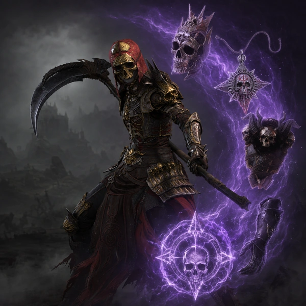Necromancer with a scythe and summoned spirits in Diablo 4