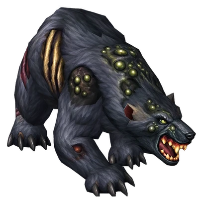 Bear in WoW Forever, the look of Maddened Rotclaw, Nightmare Grizzly, Diseased Black Bear