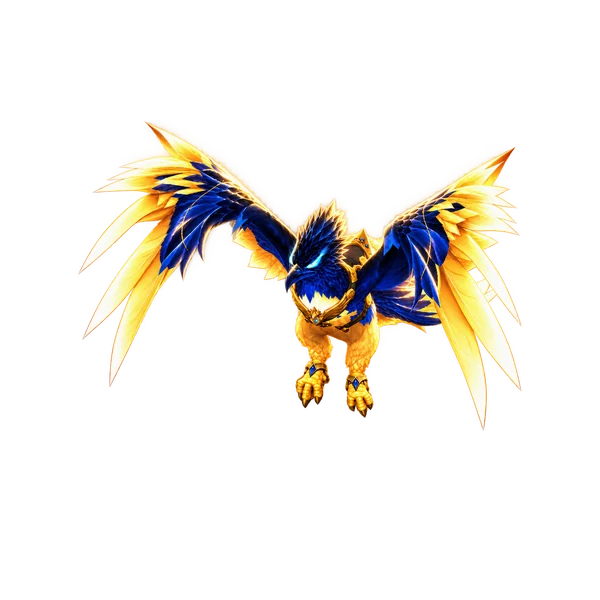 Ashes of Belo'ren, the blue and gold phoenix mount from Mythic March on Quel'Danas.