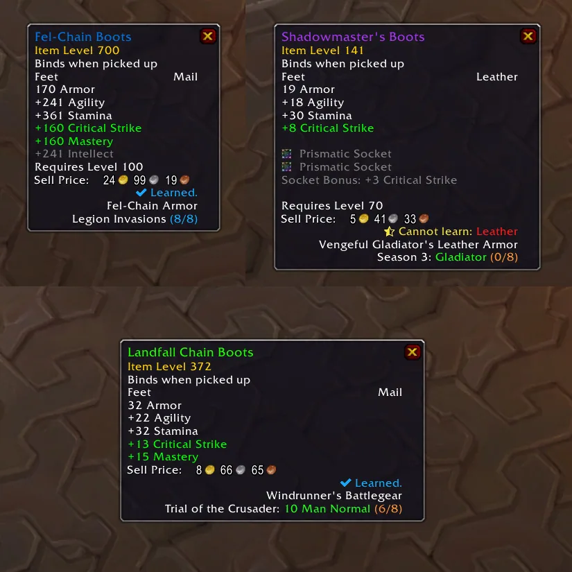 Item tooltips that also show which set the item belongs to and how many pieces of that set you have