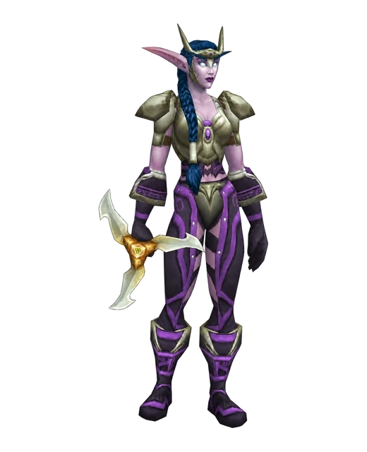 Silverwing Sentinel, a Night Elf of the Alliance from Warsong Gulch, with a three-bladed glaive