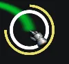 A white cursor ring with a yellow cast ring around it, drawn around the mouse pointer over a green trail. Small image.
