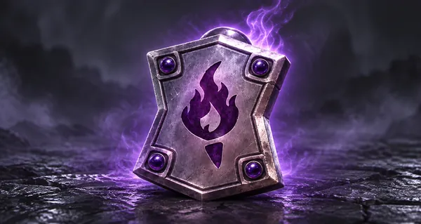 Hellfire Torch charm glowing with violet light
