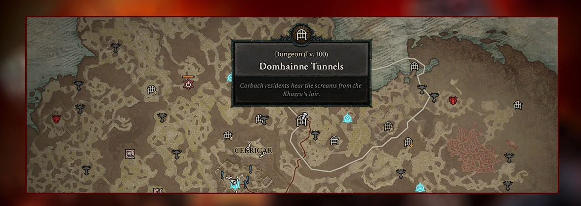image of Domhainne Tunnels dungeon location