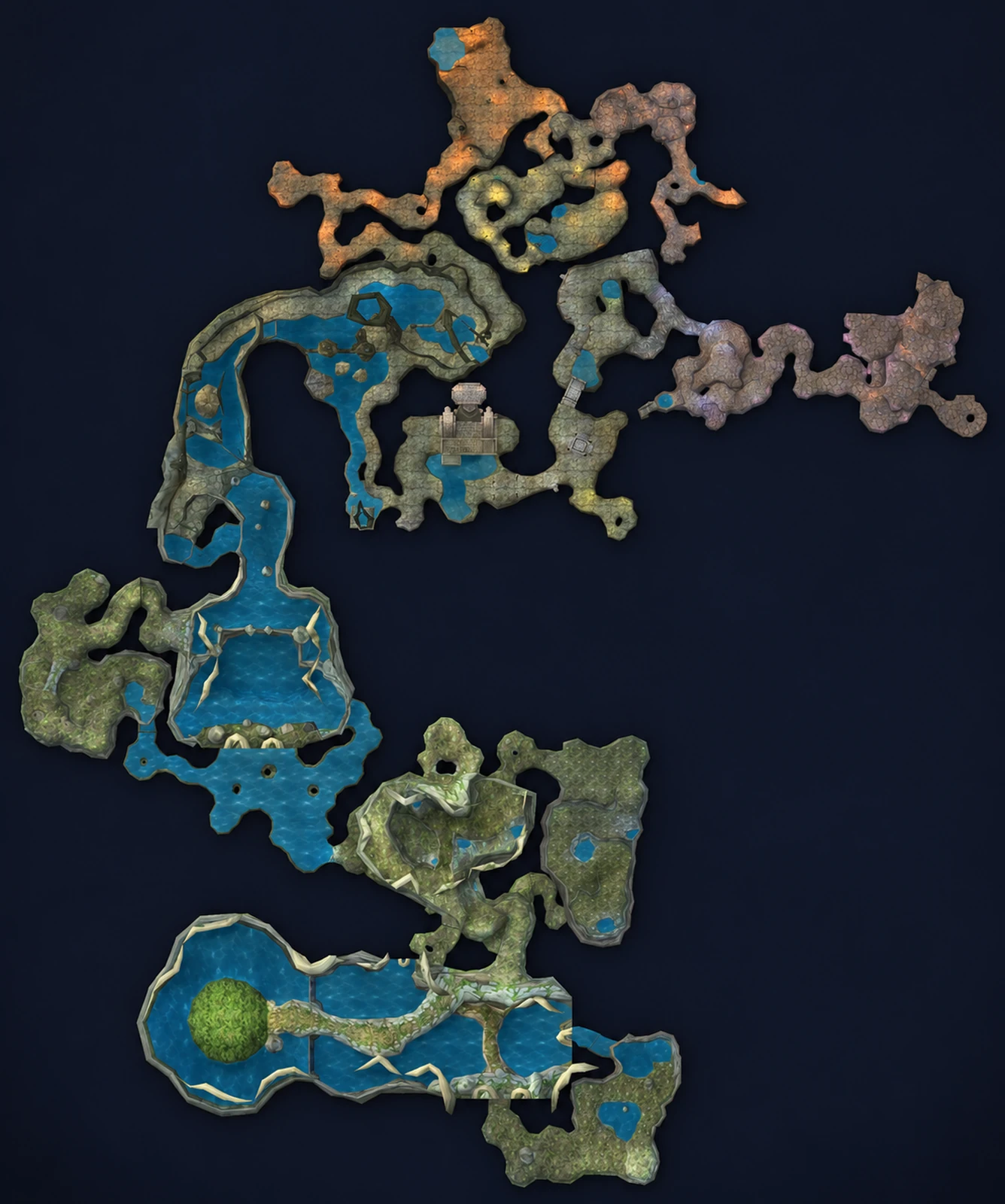 Map of Maraudon with the route through the dungeon