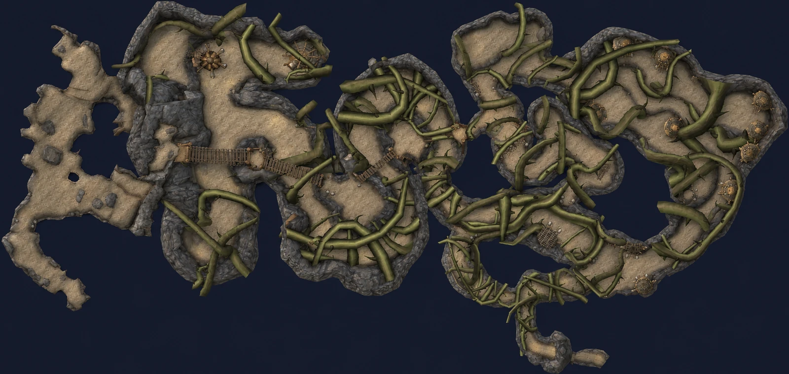 Map of Razorfen Kraul with the route through the dungeon