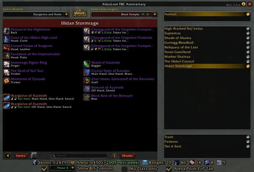 Animation: browsing loot tables in the AtlasLoot main window