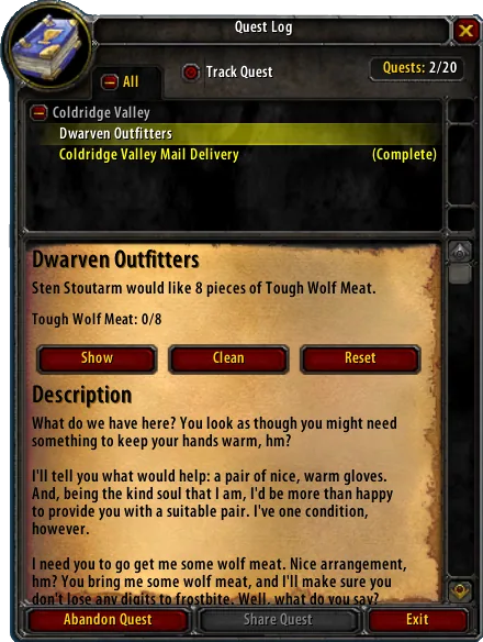 The extra buttons pfQuest adds to the quest log.