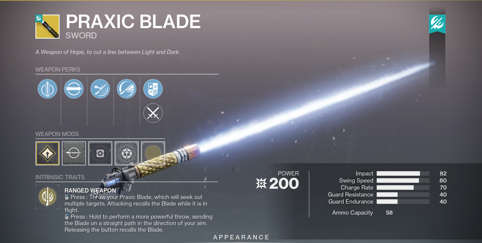 Destiny 2 Praxic Blade