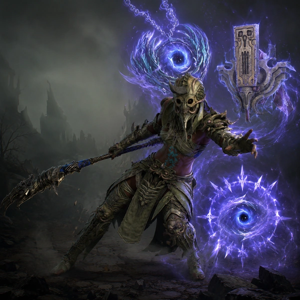 Spiritborn with a staff and spectral guardians in Diablo 4