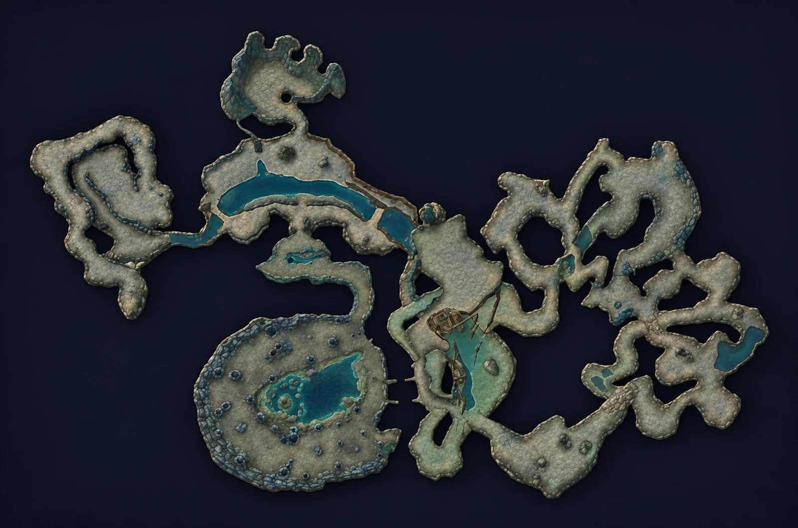 Map of Wailing Caverns with the route through the dungeon