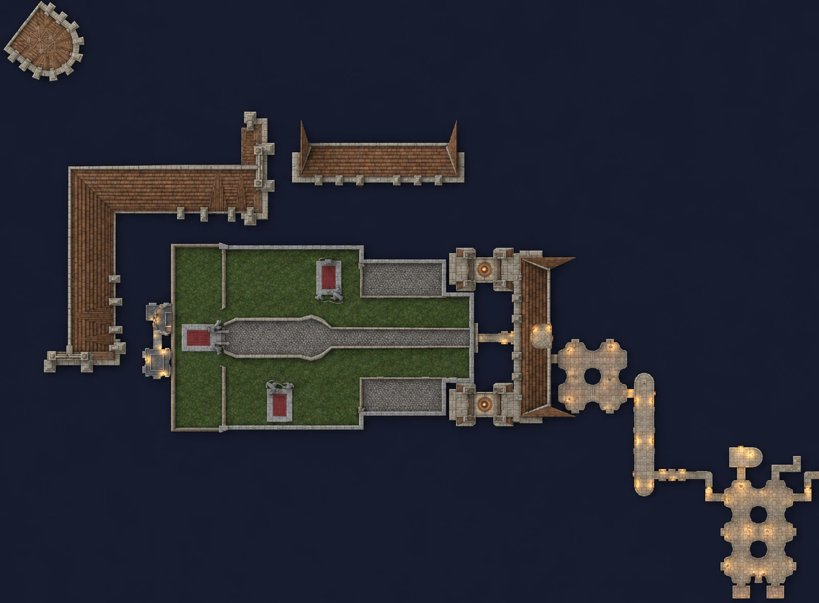 Map of Scarlet Monastery: Graveyard with the route through the dungeon