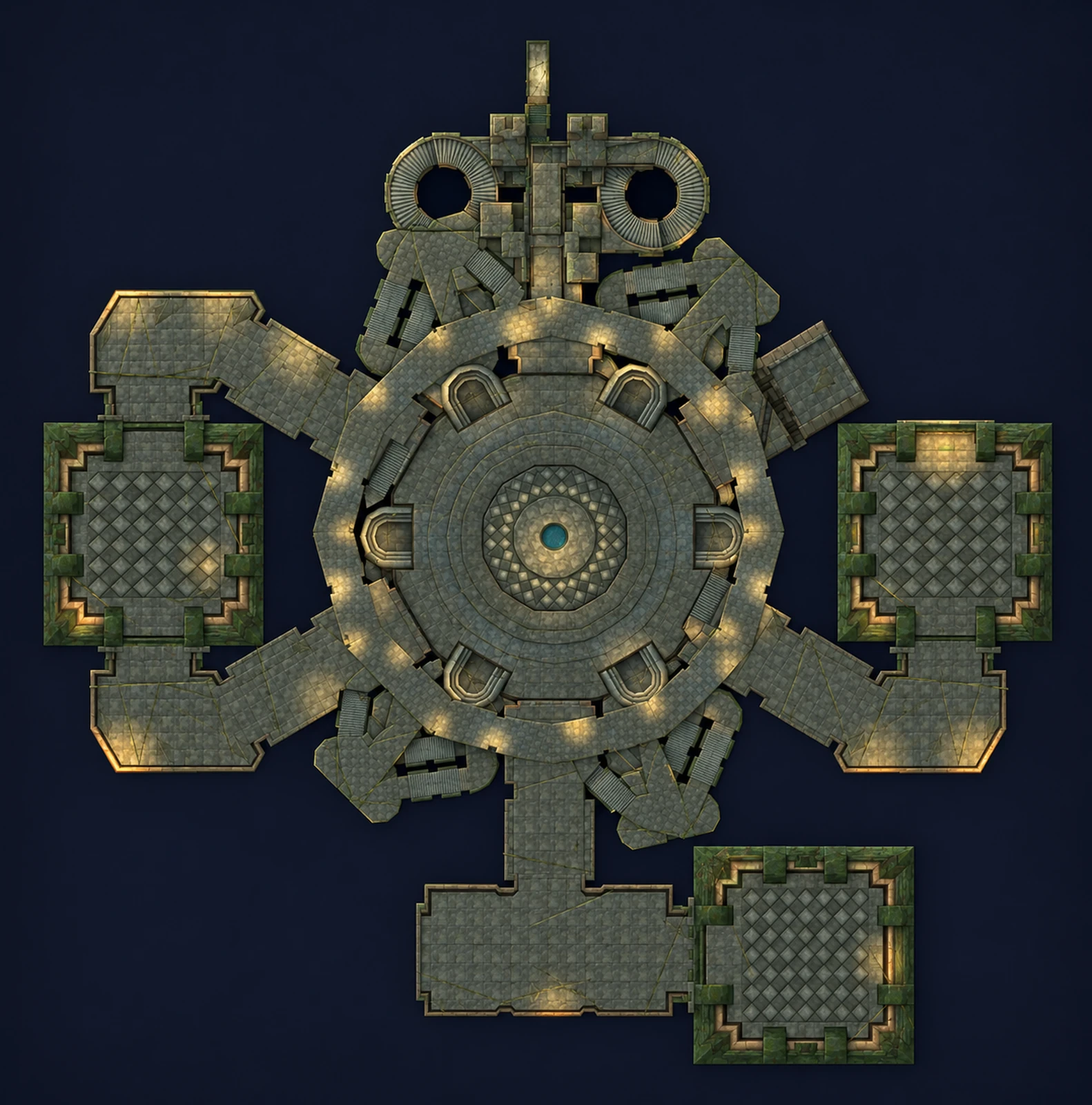 Map of Sunken Temple with the route through the dungeon