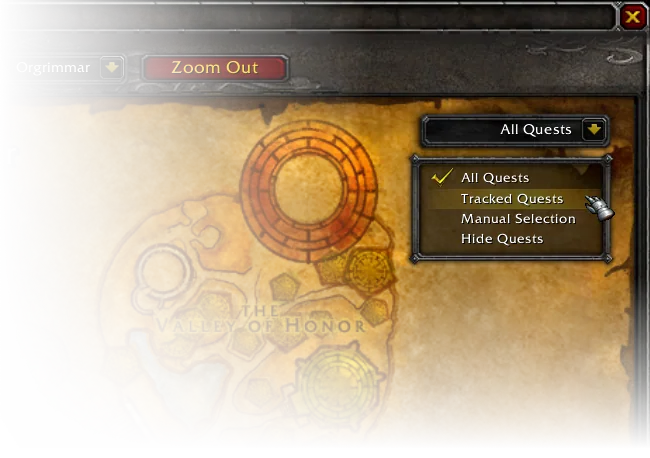 The auto-tracking mode menu on the world map.